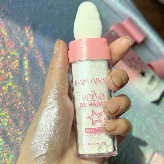 9g Large Capacity! HANDAIYAN Fairy Pink Highlighter & Contouring 2-in-1, suitable for face and eyes, a sparkling party/festival body shimmer powder.