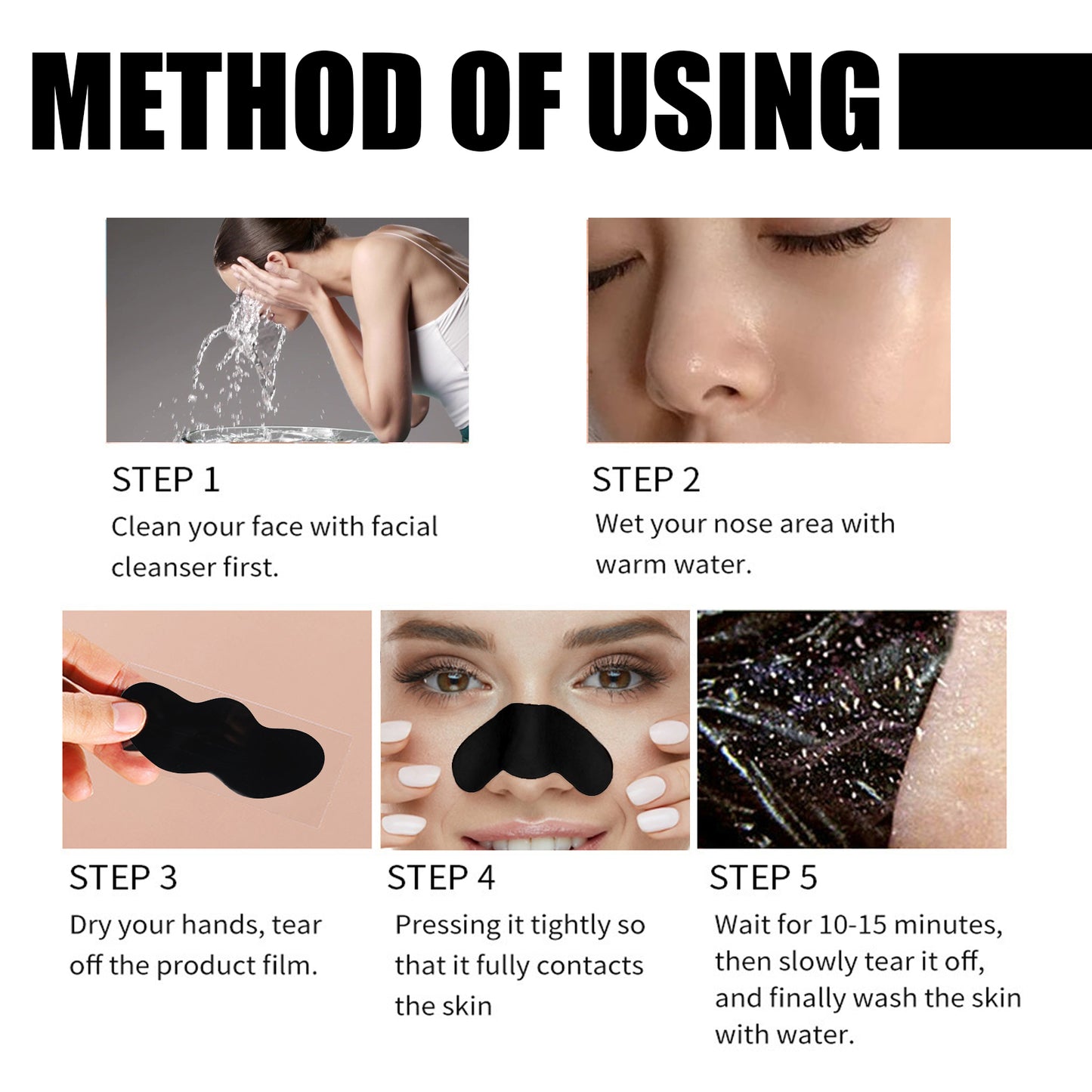 GDBadais Black Pig Nose Patch, Bamboo Charcoal Remove Blackhead Acne Tear Nose Mask Patch