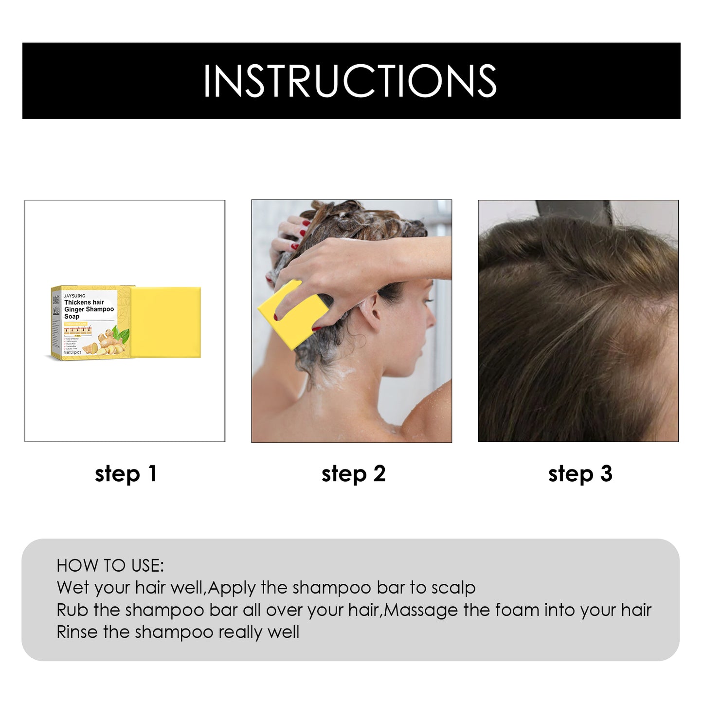 GDBadais Ginger Dense Hair Soap, Moisturizes Hair Ends And Roots Cleansing Scalp Hair Care Shampoo Soap