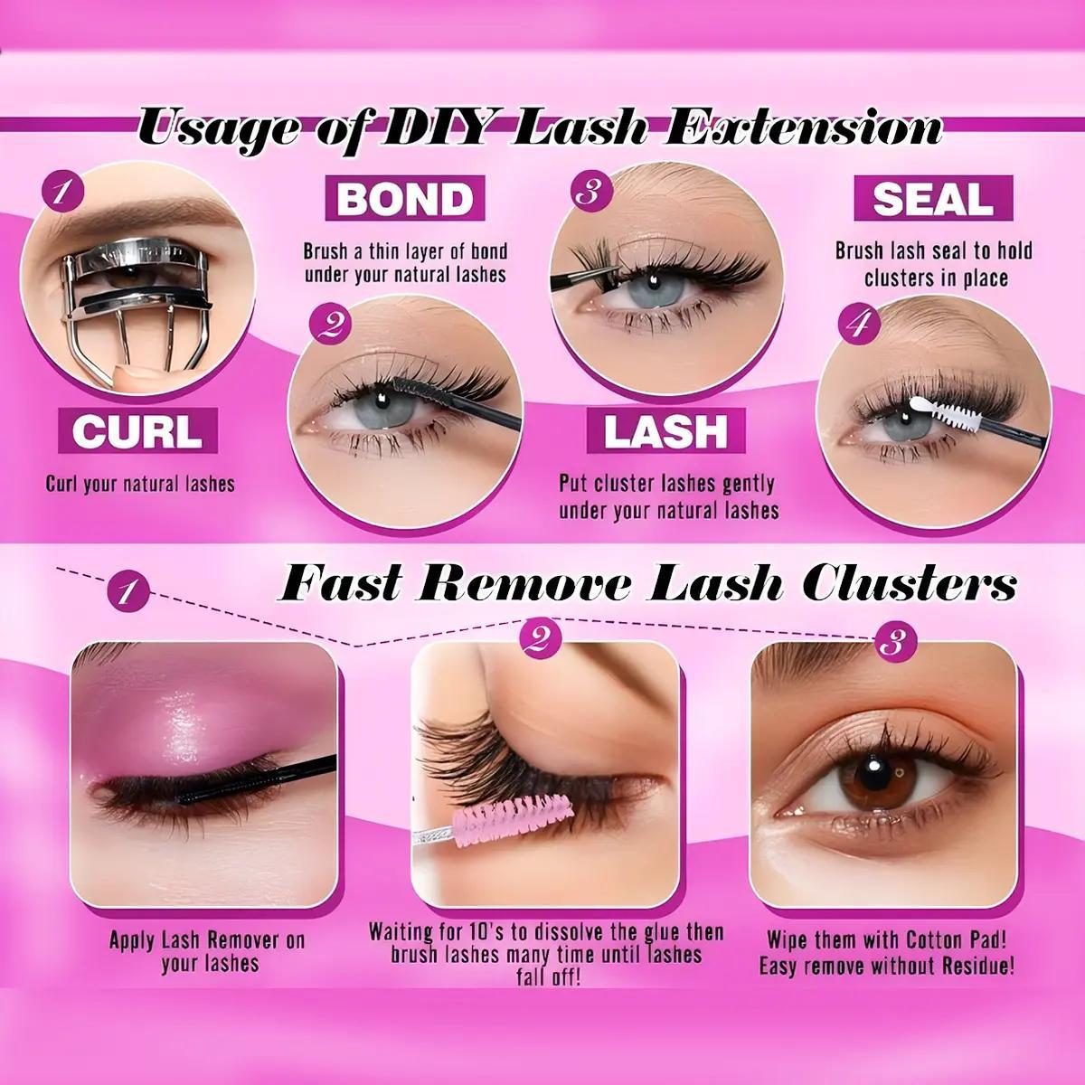 80D + 100D Voluminous Cluster False Eyelashes | Soft, Fine-Band Lash Clusters (Includes 2 Adhesives, Setting Solution, and Remover) β 280 Clusters, 10β18mm Mixed Lengths β Enables Easy DIY Lash Extensions at Home
