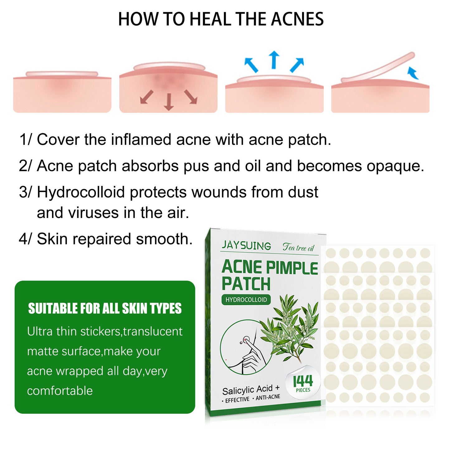 GDBadais Waterproof Invisible Acne Patch Lighten Acne Acne Print Moisturizing Repair Clear Patch