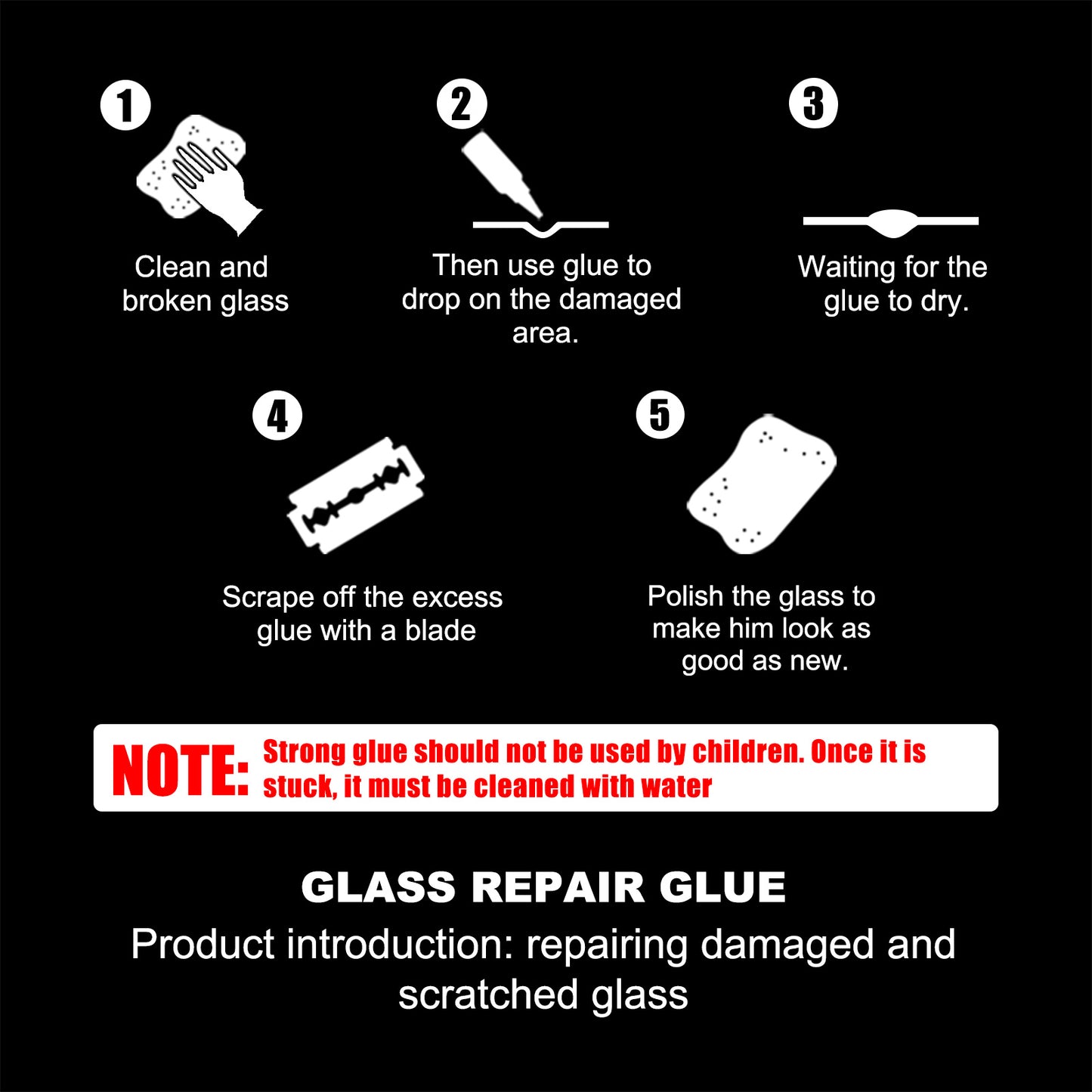 GDBadais Automotive Glass Repair Adhesive, Windshield Crack Repair Adhesive Repair Adhesive Glass Repair Adhesive