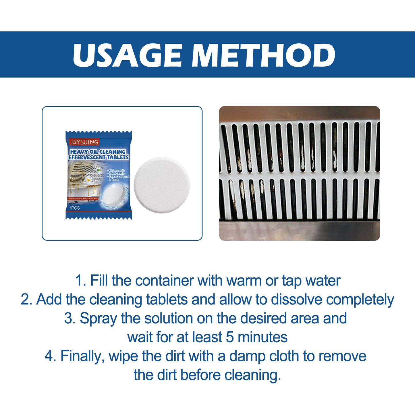 GDBadais Kitchen Oil Stain Cleaning Tablets Heavy Oil Dirt Stain Cleaning Effervescent Tablets Kitchen Range Hood Cooktop