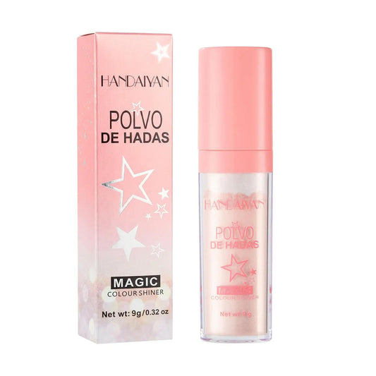 HANDAIYAN Highlighter Powder - Illuminating & Contouring Beauty Product for Face & Body Makeup - Magic Wand with White & Pink Shimmer Particles - Longwear & Light-as-Air Formula
