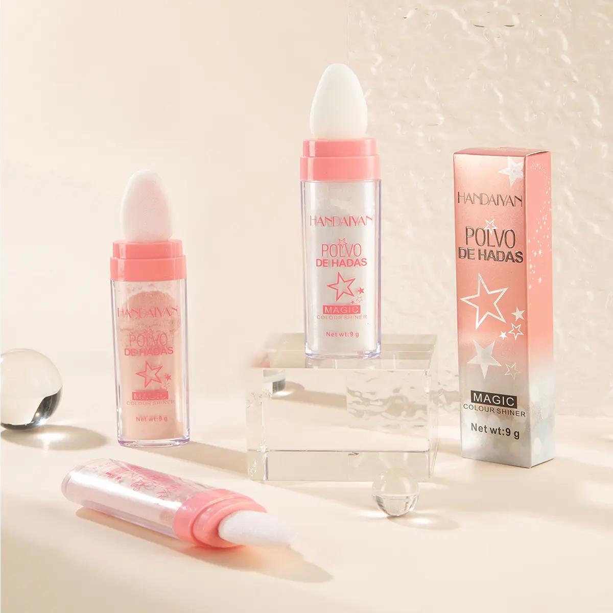 Highlighting Powder - Full Body Pearlescent Glitter for Face & Eyes with Sponge Tip, Suitable for Face Body, Arms, Collarbones & Legs