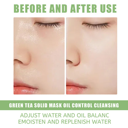 GDBadais Green Tea And Eggplant Solid Mask, Facial Deep Cleansing, Moisturizing And Firming Skin Smear Mud Mask Stick