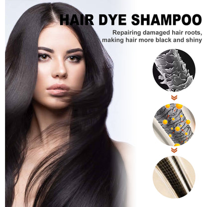 GDBadais Black Hair Shampoo, Multiflorum Essence Moisturizing Nourishing Cleansing Repairing Black And Smooth Hair Shampoo