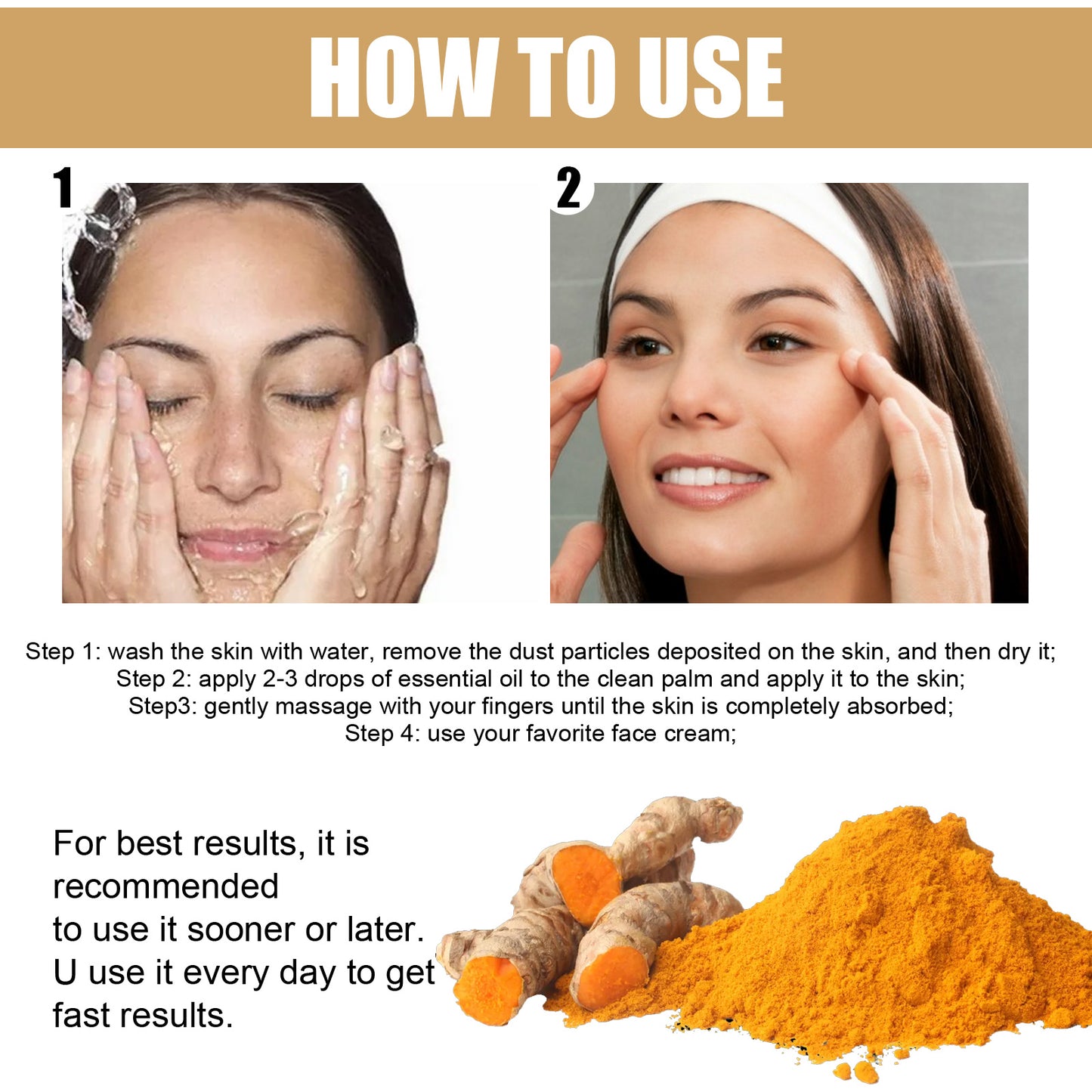 GDBadais Turmeric Correction Essence Facial Care Hydrating Moisturizing Gentle Moisturizing Skin Care Essence
