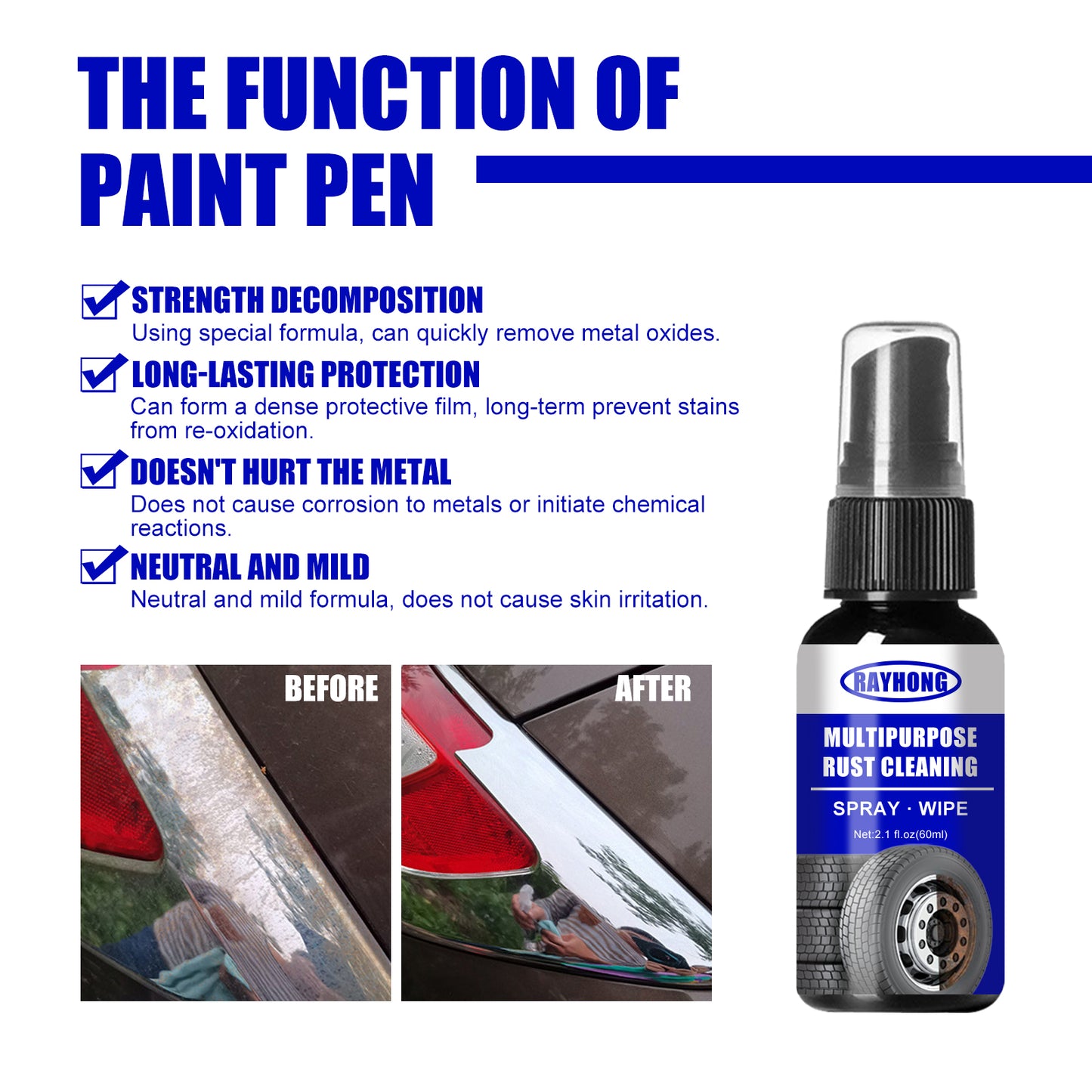 GDBadais Multipurpose Rust Cleaning, Metal Door And Window Cleaning Rust Remover Screws Bolt Loosening Rust Remover Converter