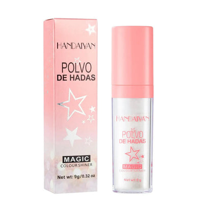HANDAIYAN Highlighter Powder - Illuminating & Contouring Beauty Product for Face & Body Makeup - Magic Wand with White & Pink Shimmer Particles - Longwear & Light-as-Air Formula