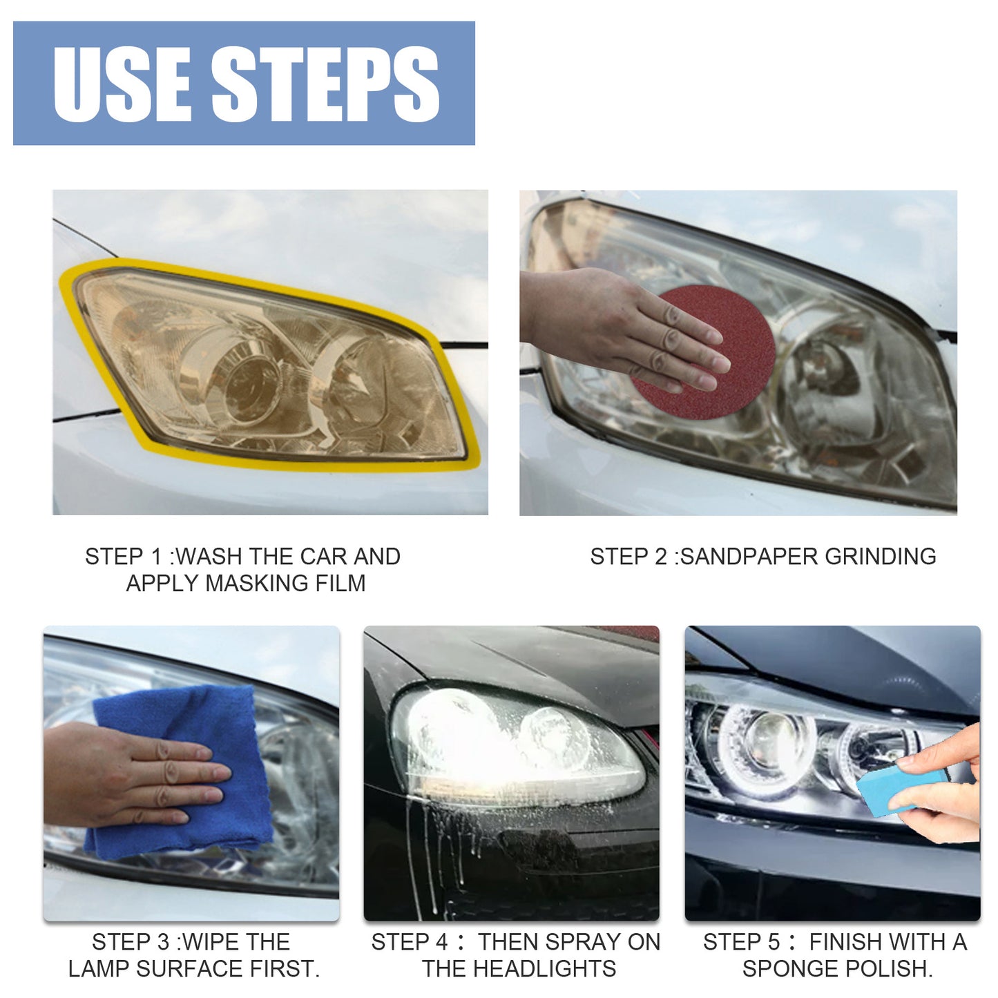 GDBadais Car Headlight Scratch Repair Spray, Reconditioning Spray For Headlamp Crystal Plated Vehicles