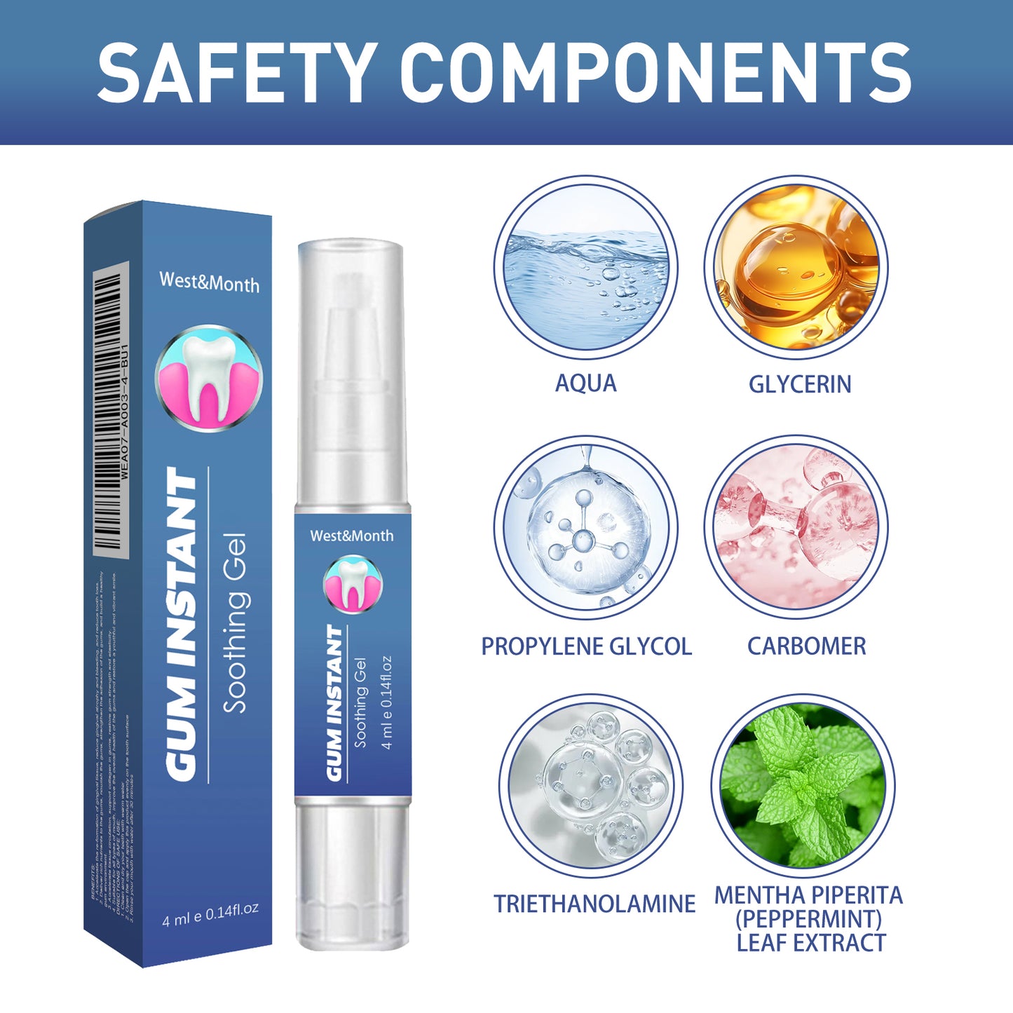 GDBadais Gum Instant Soothing Gel, Relieve Gums Swelling And Pain Clean Teeth Plaque Stains And Whiten Teeth Gel