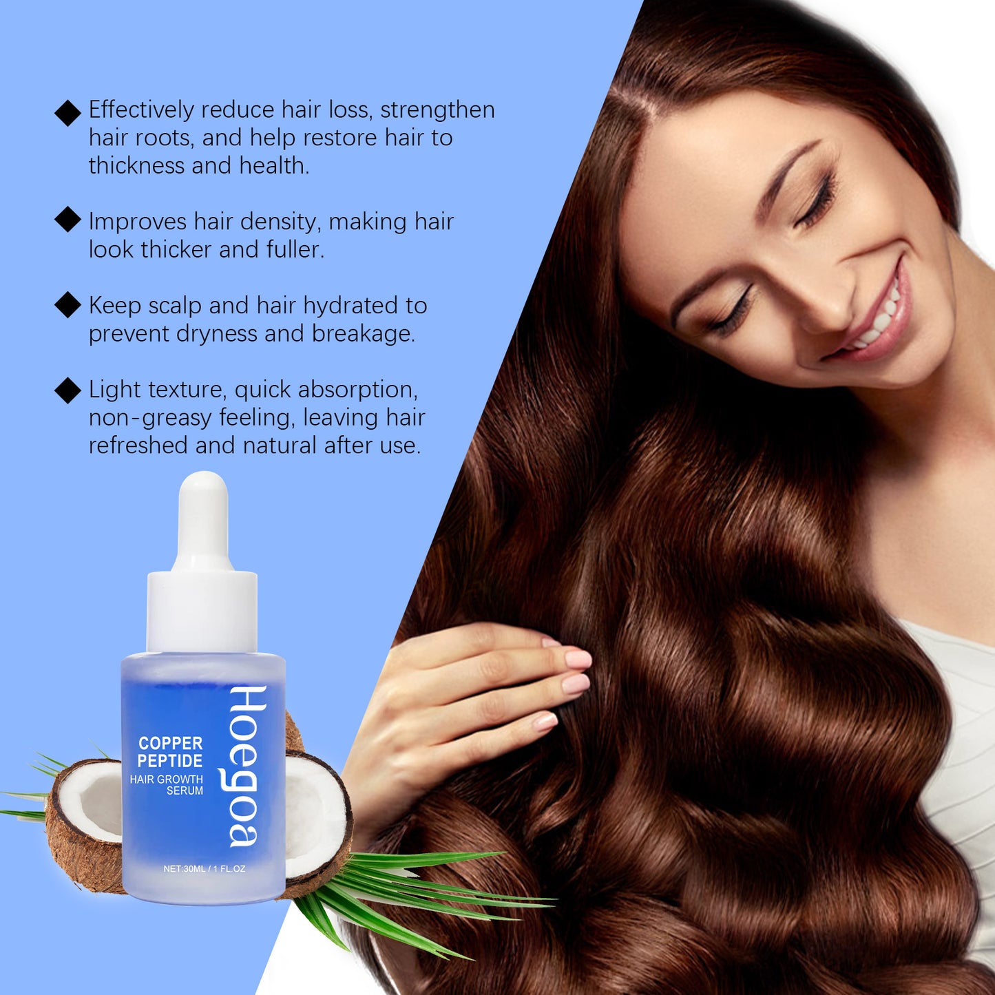 GDBadais Copper Peptide Hair Serum Nourishes Scalp, Nurses Roots, Restores Fluffy And Strong Hair