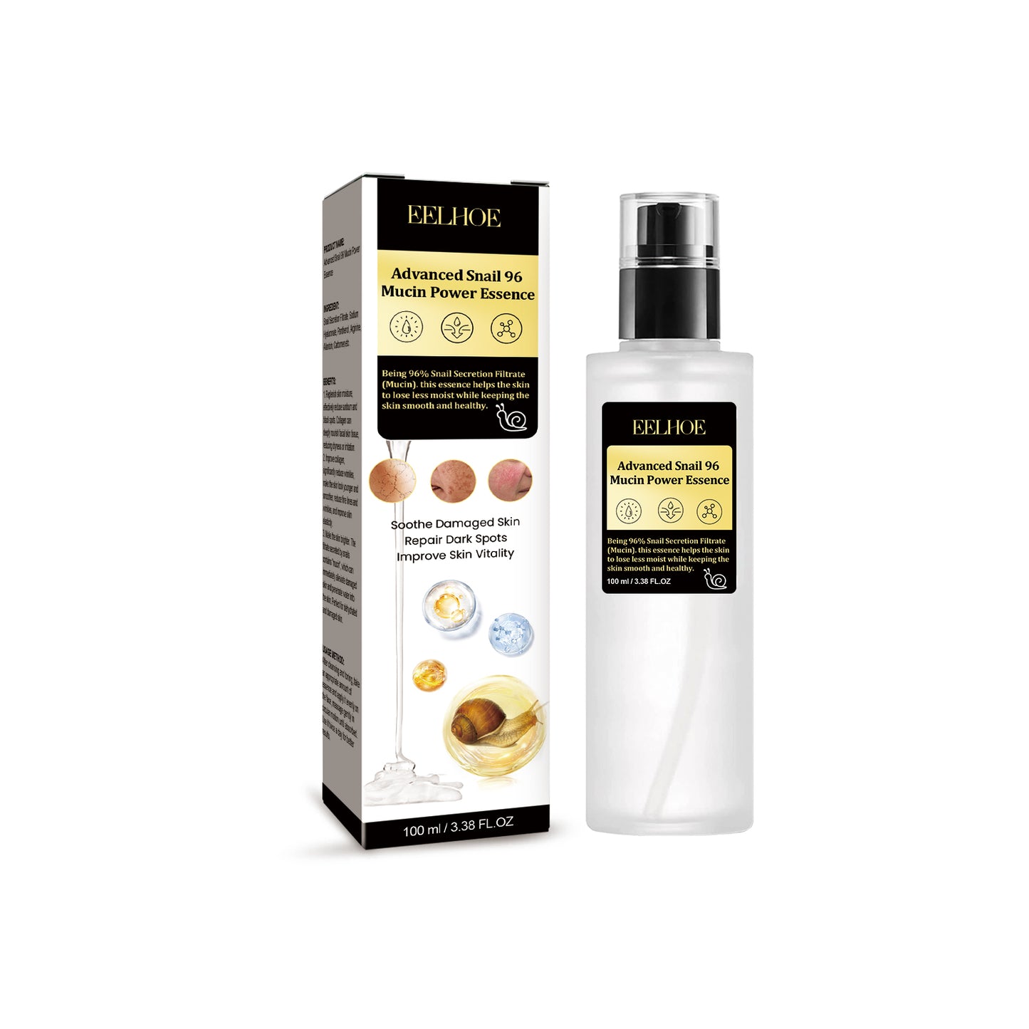 GDBadais Snail 96 Collagen Essence Lighten Fine Lines, Tender Skin and Moisturize acne muscles