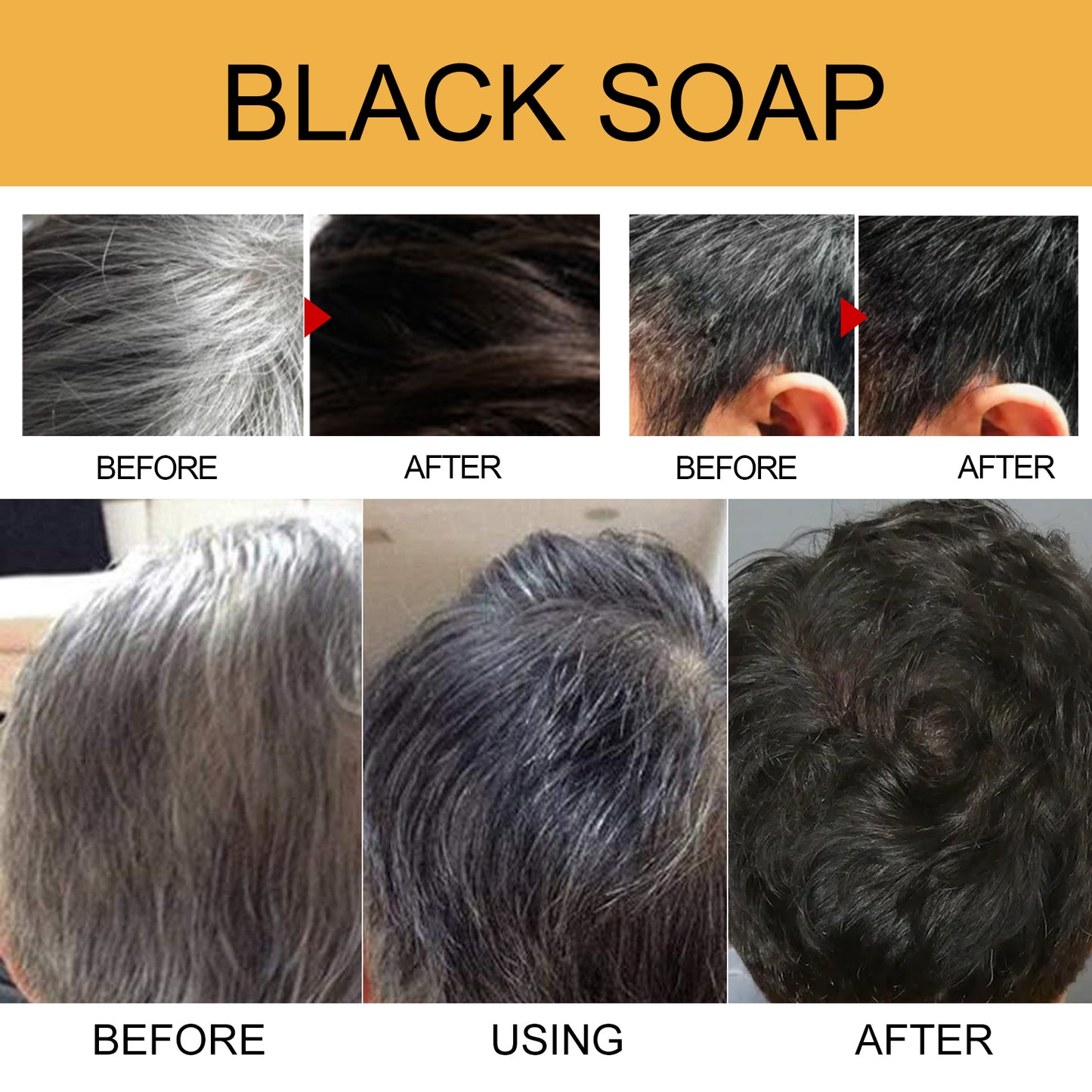 GDBadais Black Soap, Black Dense Hair Care Clean Scalp Supple And Strong Shampoo Soap