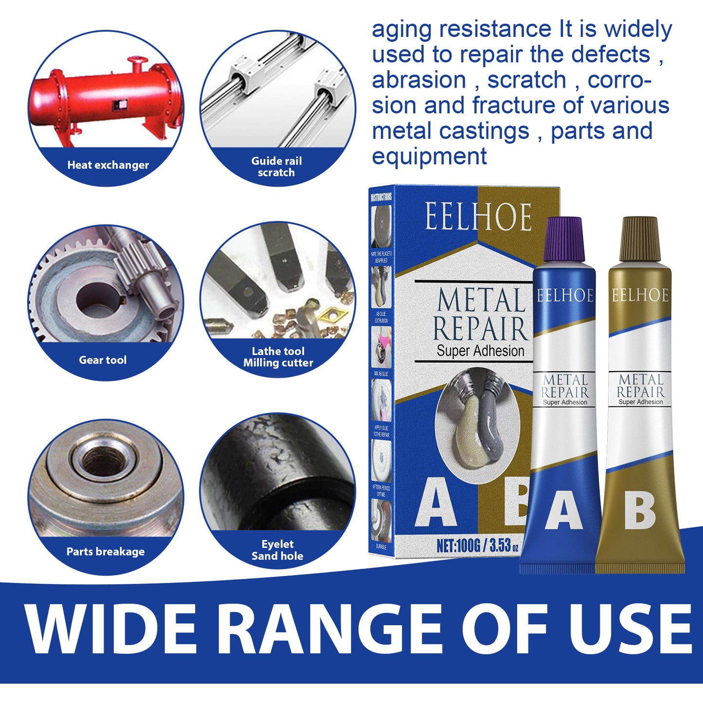 GDBadais AbCasting Adhesive High Temperature Resistant Welding Adhesive For Metal Castings Crack Repair Agent Leak-Blocking Waterproof Electric Welding