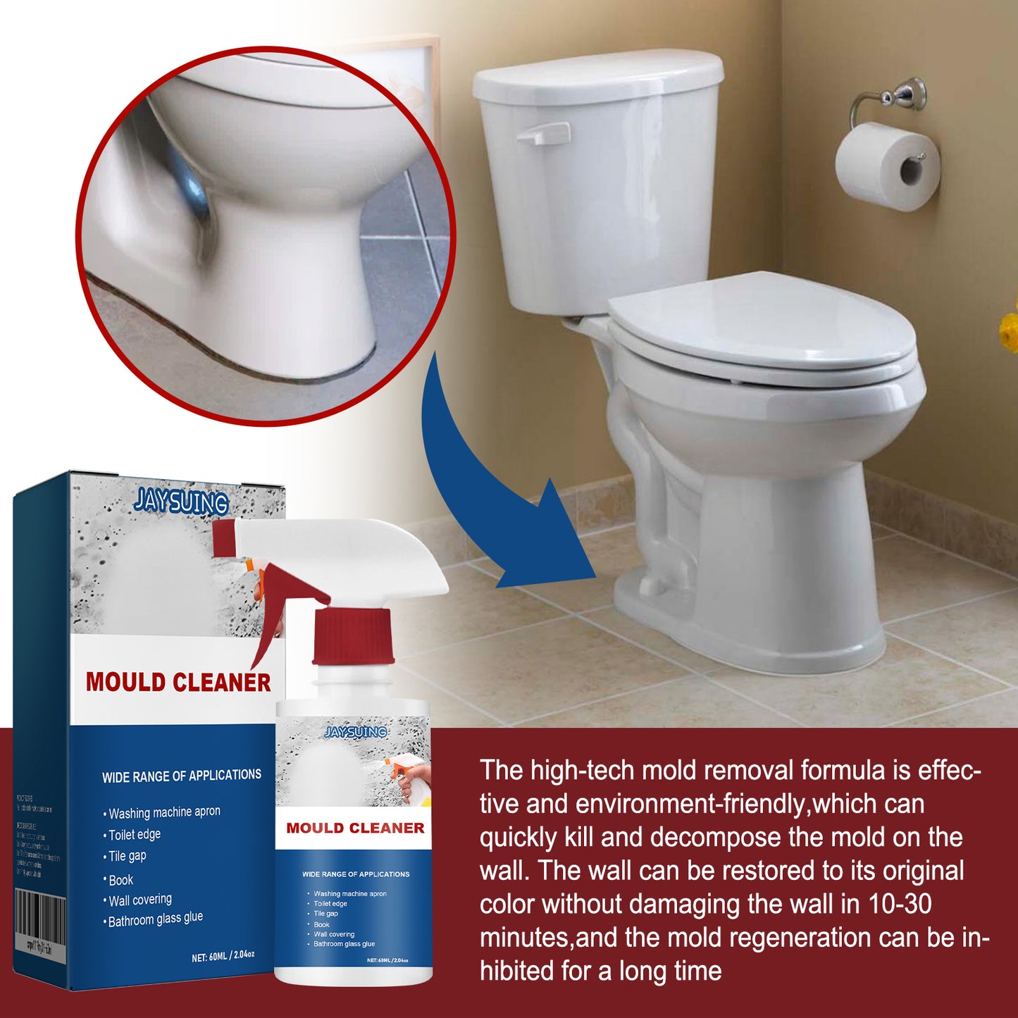 GDBadais Mold Remover Spray, Ceiling Bathroom Tile Wall Multi-Effect Cleaning Decontamination And Mildew Removal Spray