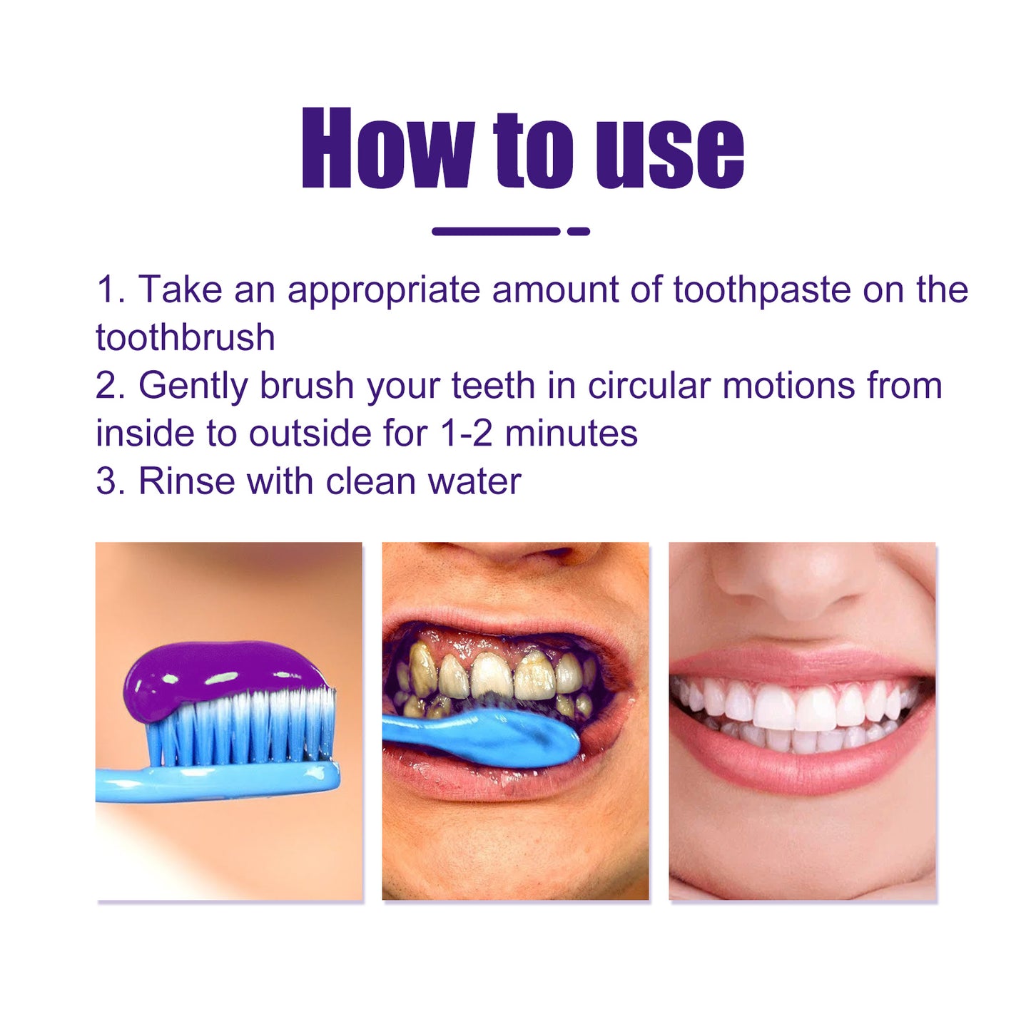 GDBadais V34 Purple Toothpaste, Cleaning Bad Breath Teeth Stains Beauty Whitening Tooth Care Toothpaste