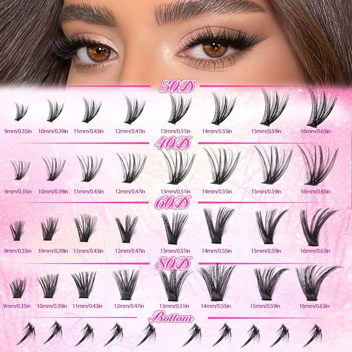All-in-One Mixed Length Lash Clusters Kit Individual False Eyelash Extension Set, Wispy Volume Manga Ultra Dramatic Styles with Pikes Bottom Lashes, Includes Lash Bond&Seal, Remover, Tweezers, Brush, Eyelash Curler for Easy DIY At Home Lash Makeup