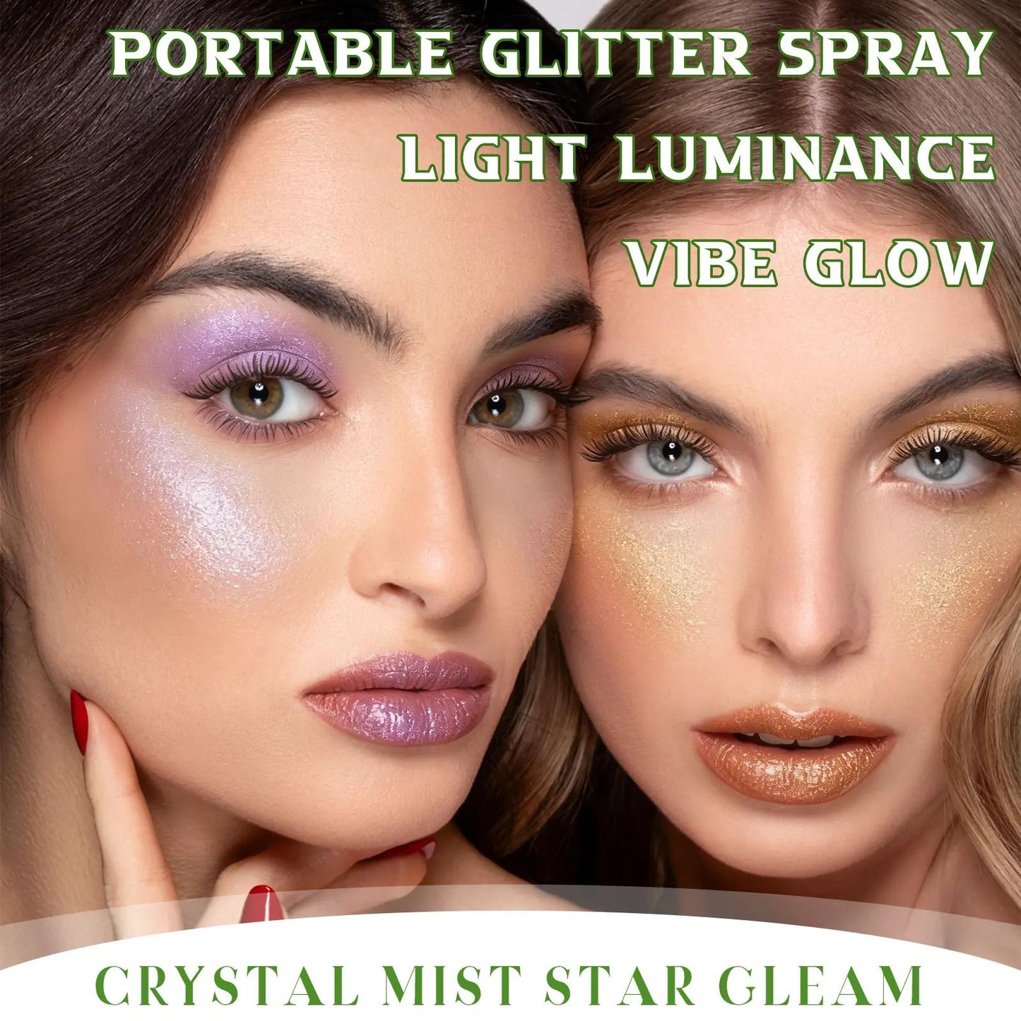 HANDAIYAN Gold and Purple Glitter Spray - Ultra-Fine High-Shine Makeup Mist for Carnivals Concerts Parties Rave Events Glossy Finish for All Skin Types - Powder