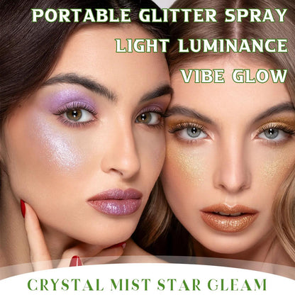 HANDAIYAN Gold and Purple Glitter Spray - Ultra-Fine High-Shine Makeup Mist for Carnivals Concerts Parties Rave Events Glossy Finish for All Skin Types - Powder