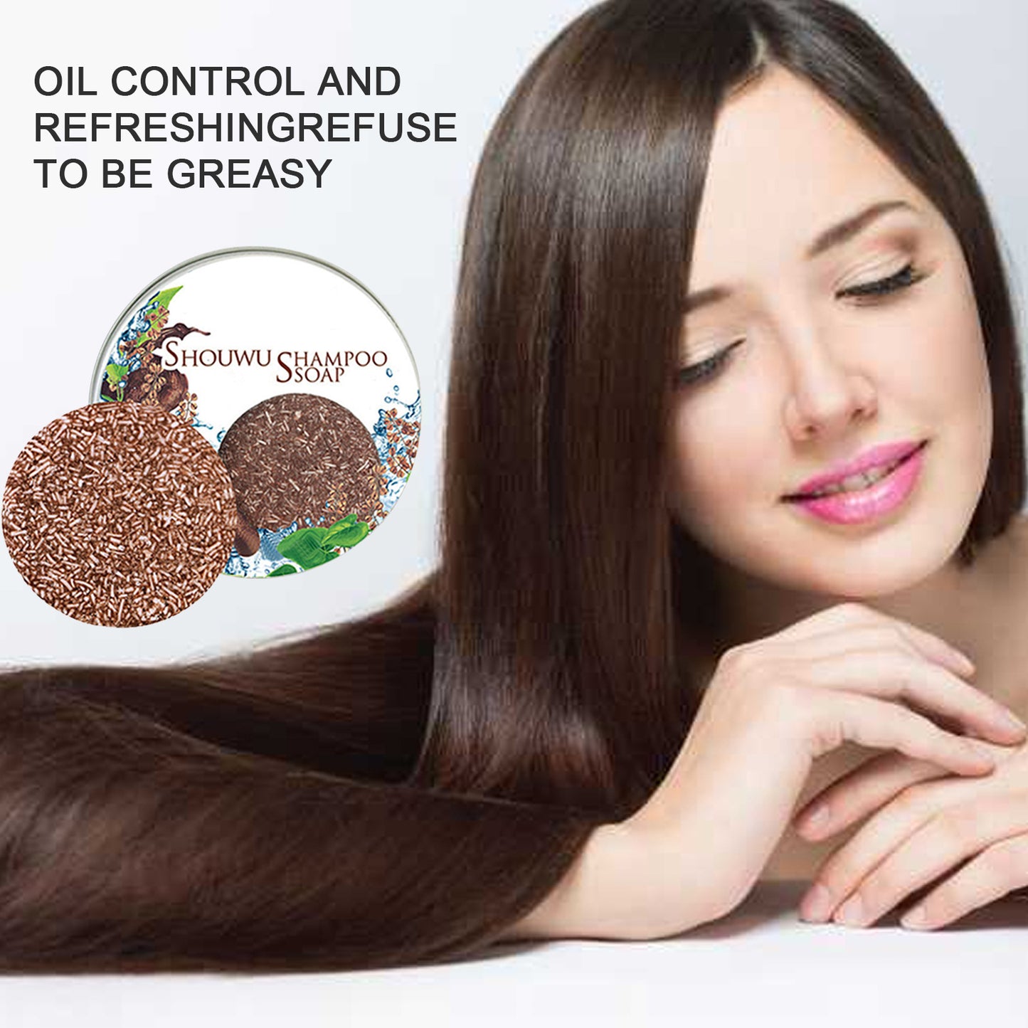 GDBadais Polygonum Multiflorum Shampoo Cake, Nourishing Root Essential Oil Shampoo Black Soothing Vegetable Shampoo