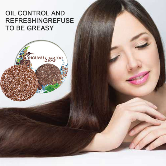 GDBadais Polygonum Multiflorum Shampoo Cake, Nourishing Root Essential Oil Shampoo Black Soothing Vegetable Shampoo