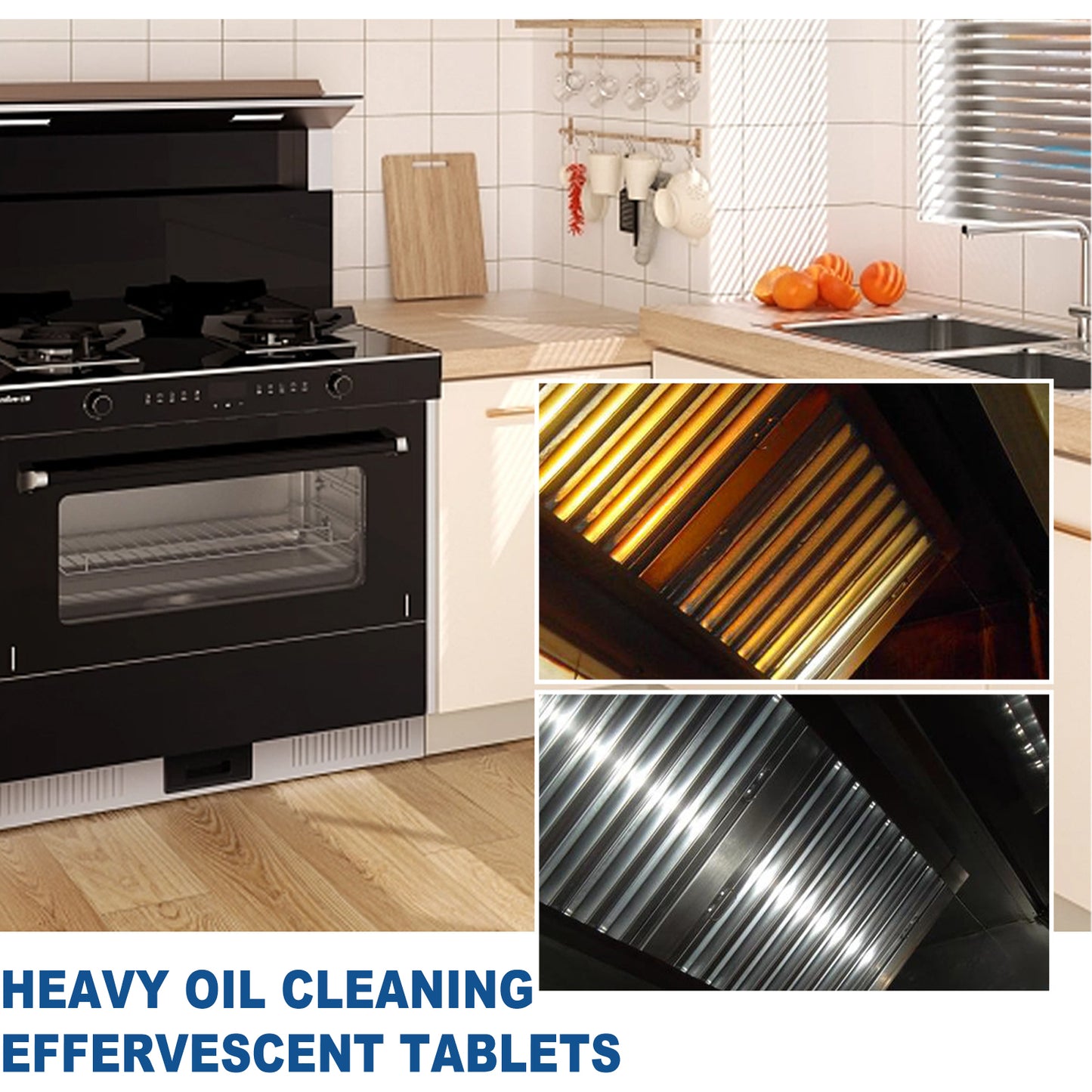 GDBadais Kitchen Oil Stain Cleaning Tablets Heavy Oil Dirt Stain Cleaning Effervescent Tablets Kitchen Range Hood Cooktop