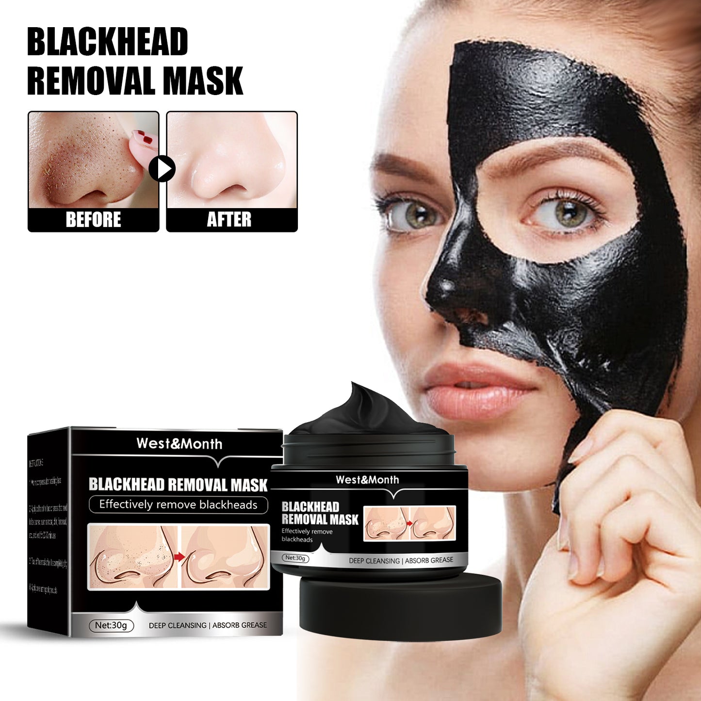 GDBadais Blackhead Removal Mask, Peel Off Remove Blackhead Activated Carbon Cleansing Face Mask