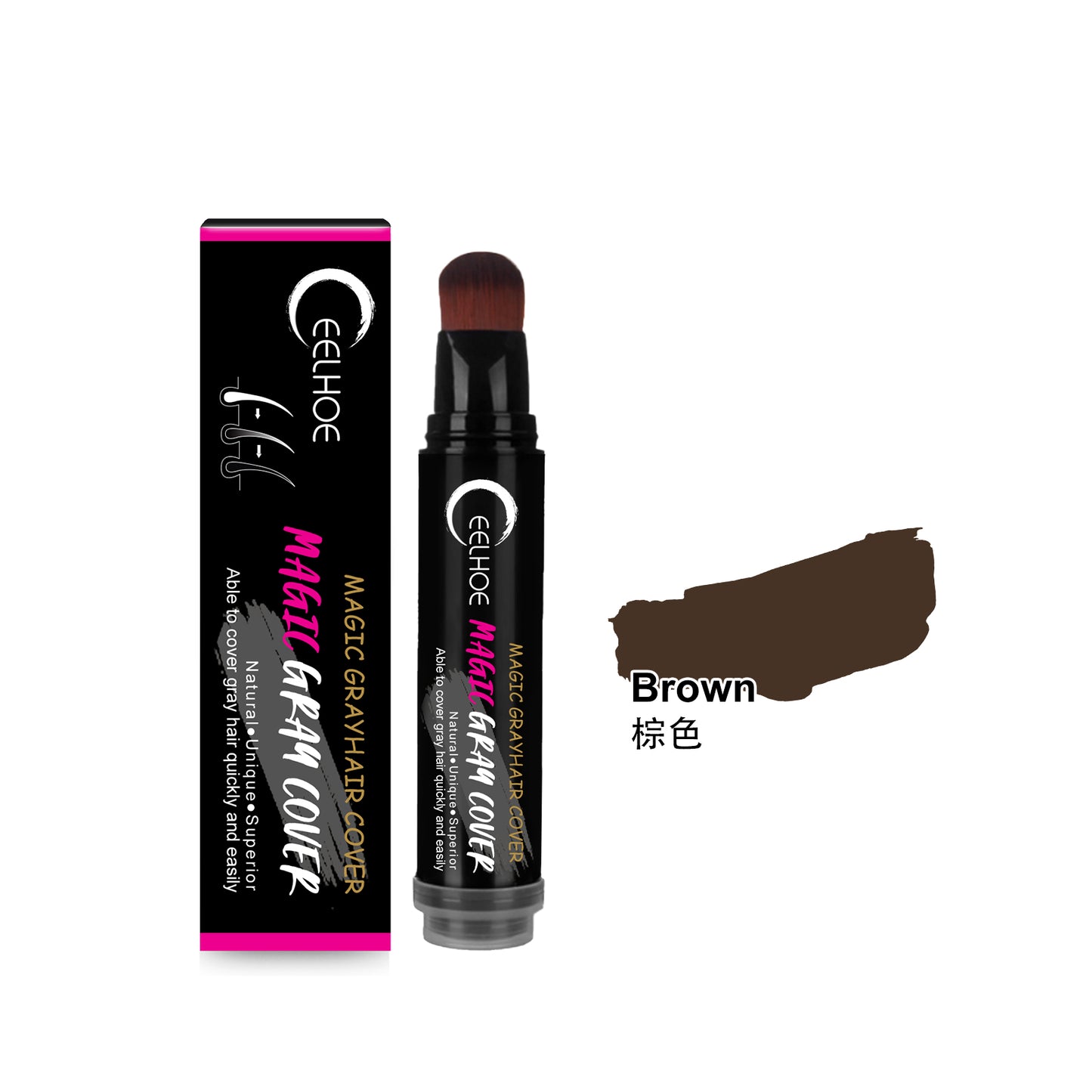GDBadais Disposable Plant Hair Stick, Hair Without Damage Repair Color Black Brown Quick White Hair Cover Stick