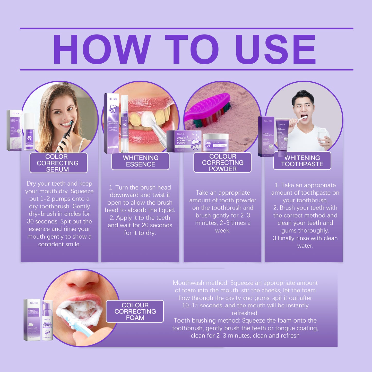 GDBadais Purple Toned Teeth Set Clean Teeth Fresh Breath Care Mouth Clean Mouth Care