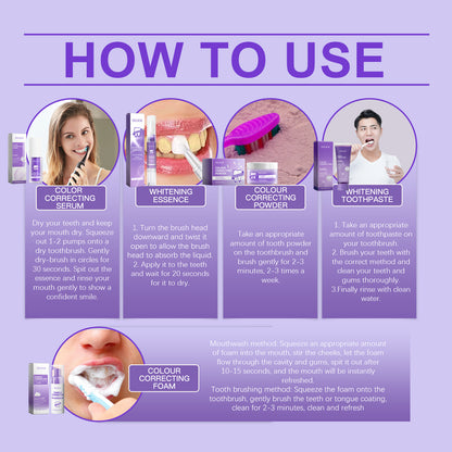 GDBadais Purple Toned Teeth Set Clean Teeth Fresh Breath Care Mouth Clean Mouth Care