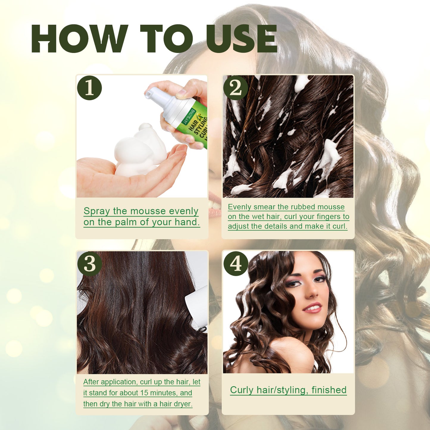 GDBadais Fluffy Curl Styling Mousse, Anti-Frizz Curl Moisturizing Treatment Foam Styling Mousse