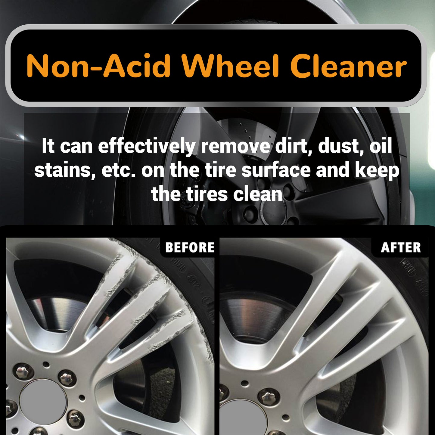 GDBadais Non-Acid Wheel Cleaner, Wheel Hub Renovation Cleaning And Polishing Maintenance Multi-Functional Cleaning Agent