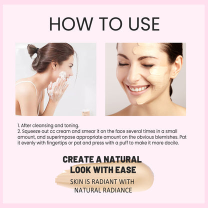 GDBadais Face Repair Cc Cream Natural Concealer, Water Resistant, Moisturizing And Repairing Brightening Skin
