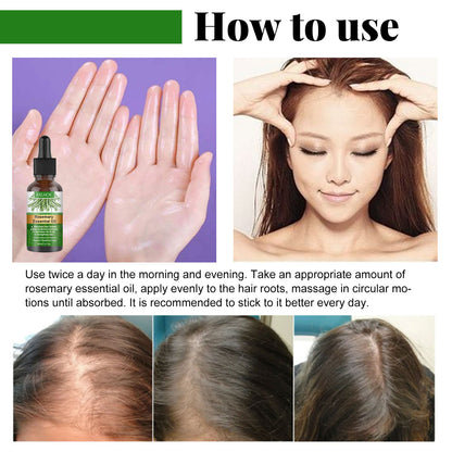 GDBadais Rosemary Hair Essential Oil Gentle Scalp Care Soft Shine Natural Fluffy Hair Essential Oil