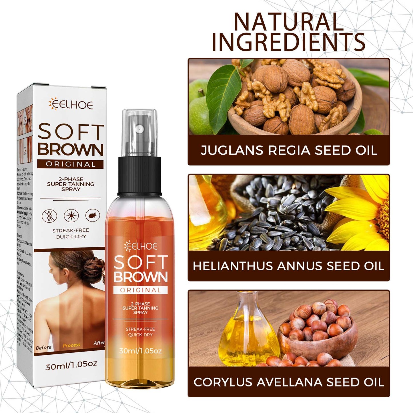 GDBadais Helps Tan Spray, Helps Black Refreshing Natural Bronzer Wheat Color Helps Tan Spray