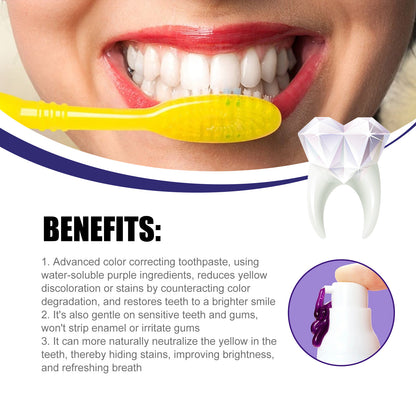 GDBadais V34 Purple Toothpaste, Cleaning Bad Breath Teeth Stains Beauty Whitening Tooth Care Toothpaste
