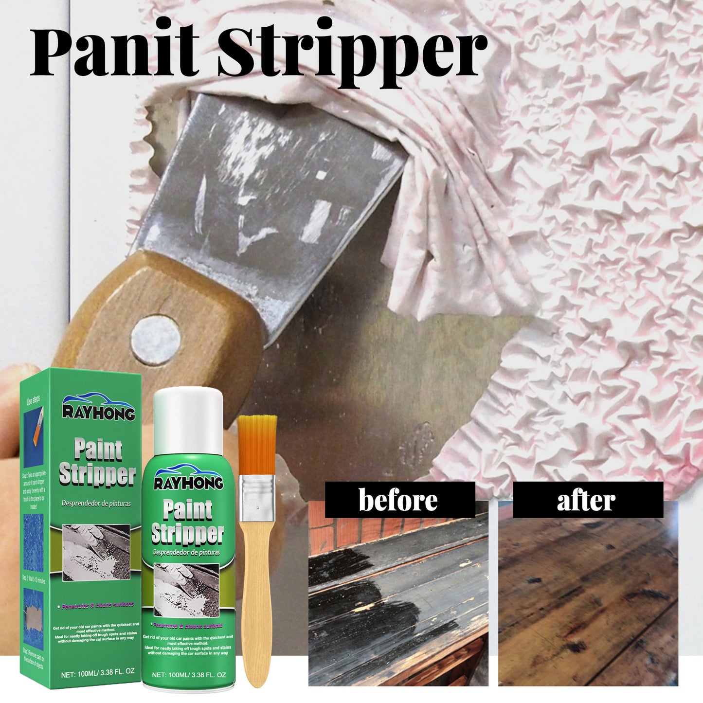 GDBadais Paint Remover, Auto Wheel Stripping Metal Surface Paint Remover Non-Trace Cleaning Paint Remover