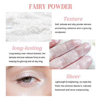HANDAIYAN Highlighter Powder - Illuminating & Contouring Beauty Product for Face & Body Makeup - Magic Wand with White & Pink Shimmer Particles - Longwear & Light-as-Air Formula