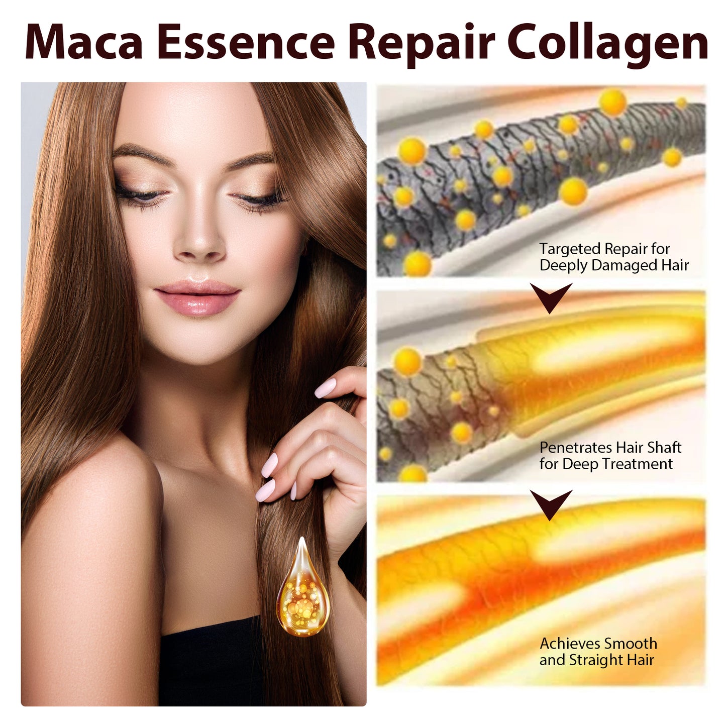 GDBadais Maca Essence Repair Collagen, Repair Bifurcate Improve Hair Moist Smooth The Hair Essence
