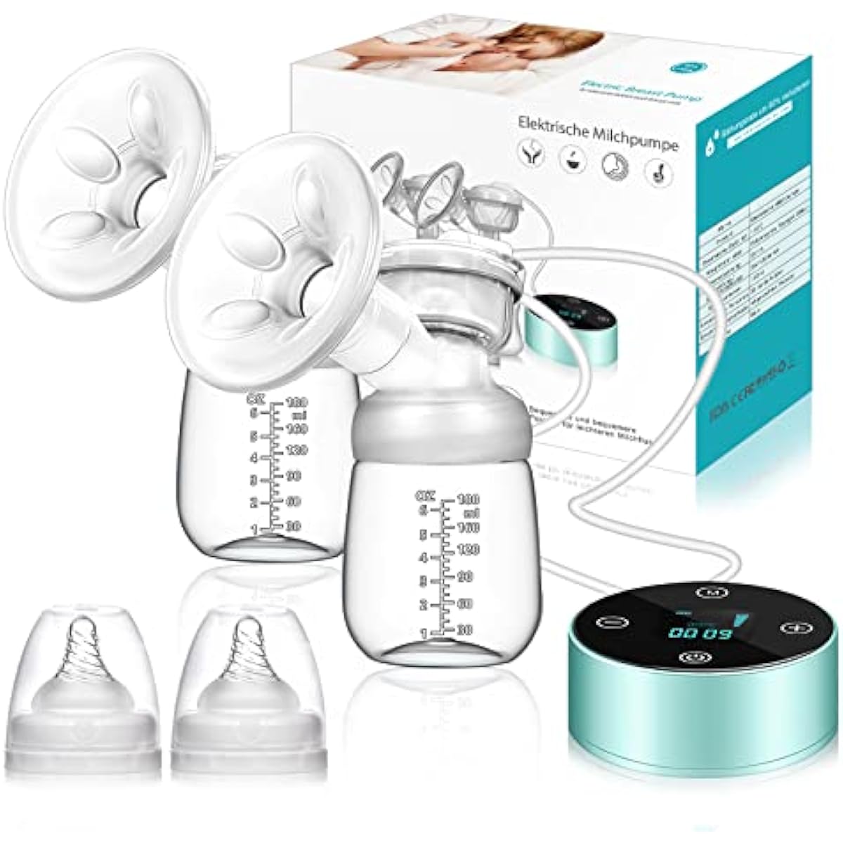 Breast Pump, Electric Breastfeeding Pump 3 Modes 10 Levels Dual Rechargeable Nursing Double Breast Milk Pump Massage with Touchscreen LED BPA Free