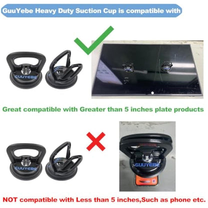 Heavy Duty Suction Cup, Vacuum Suction Cups for TV LED LCD Glass Mirror Screen Panel Granite Tiles and Compatible with Dent Puller to car Repairs Lifting Handle Removal Tool 2 Pack