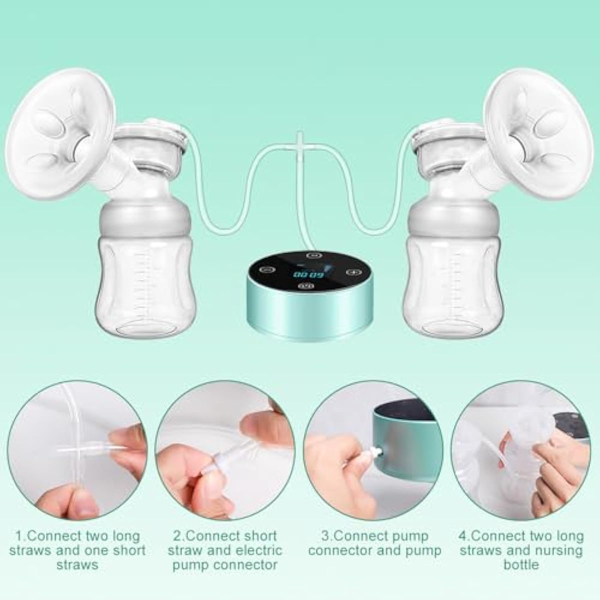 Breast Pump, Electric Breastfeeding Pump 3 Modes 10 Levels Dual Rechargeable Nursing Double Breast Milk Pump Massage with Touchscreen LED BPA Free