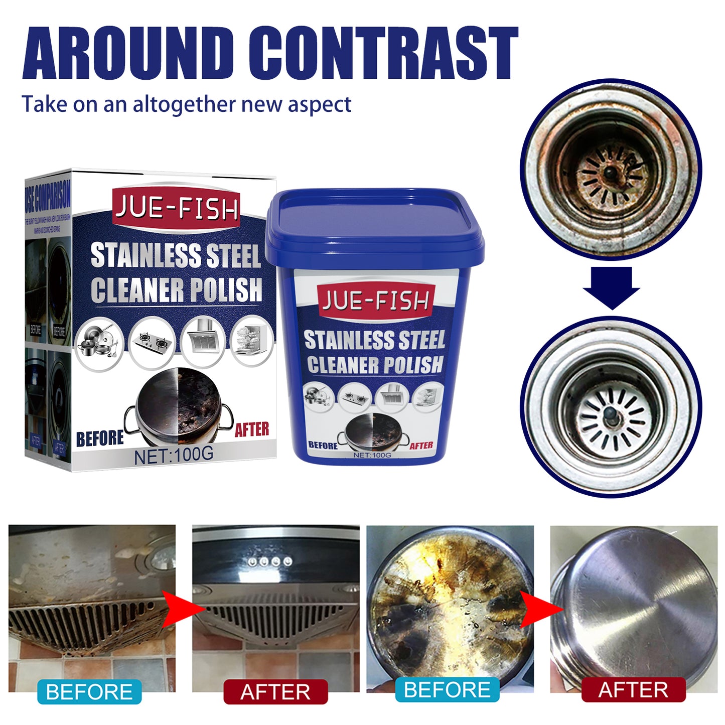 GDBadais Stainless Steel Cleaning Cream, Kitchen Decontaminant Pot Rust, Pot Bottom, Stove Top Black Scale Cleaning Cream