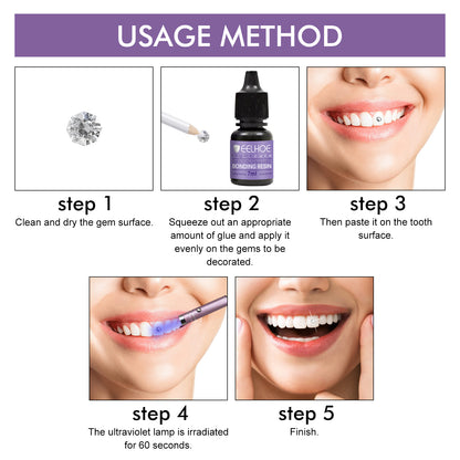 GDBadais Tooth Gem Decorative Glue, DIY Fashionable Jewelry Bonding Teeth Gems Light Cured Adhesive Glue