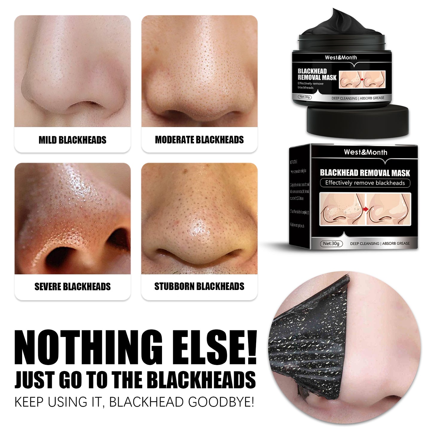 GDBadais Blackhead Removal Mask, Peel Off Remove Blackhead Activated Carbon Cleansing Face Mask