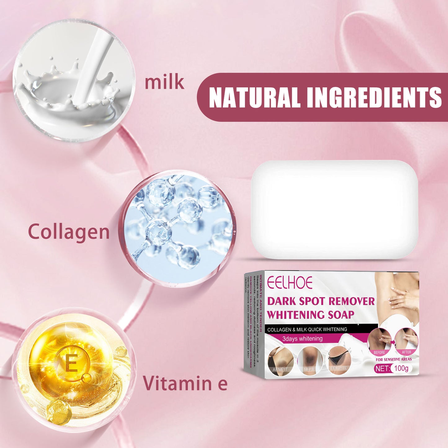 GDBadais Underarm Beauty Soap, Joint Elbow Clean Desalting Skin Melanin White Body Moisturizing Brightening Skin