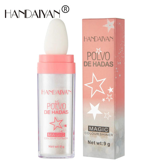9g Large Capacity! HANDAIYAN Fairy Pink Highlighter & Contouring 2-in-1, suitable for face and eyes, a sparkling party/festival body shimmer powder.
