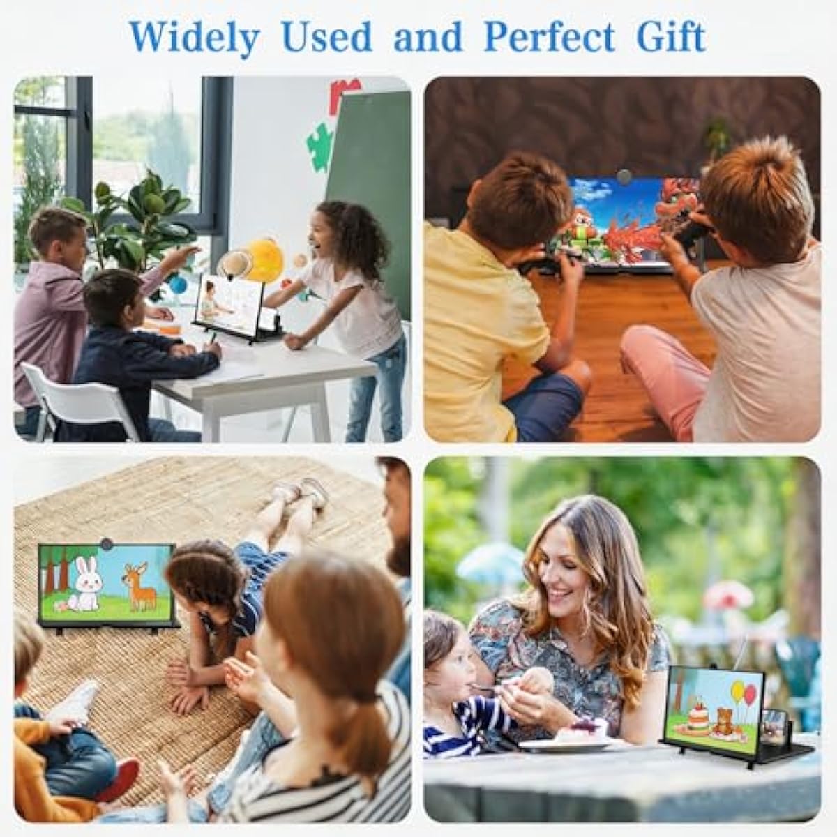 12 Inch Phone Screen Magnifier, HD Foldable Portable Screen Amplifier with Stand for Movies & Gaming, Universal Smartphone Viewer Gift for Men (Black)